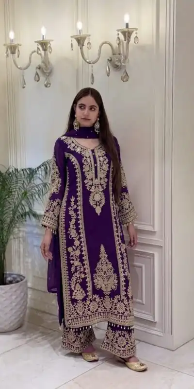 SRK 5365 Purple Faux Georgette Salwar Suit erfect for Wedding, Party, Mehendi, Pongal, Reception – . Available at ₹2449 only. Delivery 4-6 Working Days | Jump Suits, Salwar suit, Casual Suits, Creative suits, Designer Suits, Palazzo Suits, Party Wear Suits, Patiala Suits, Straight Suits