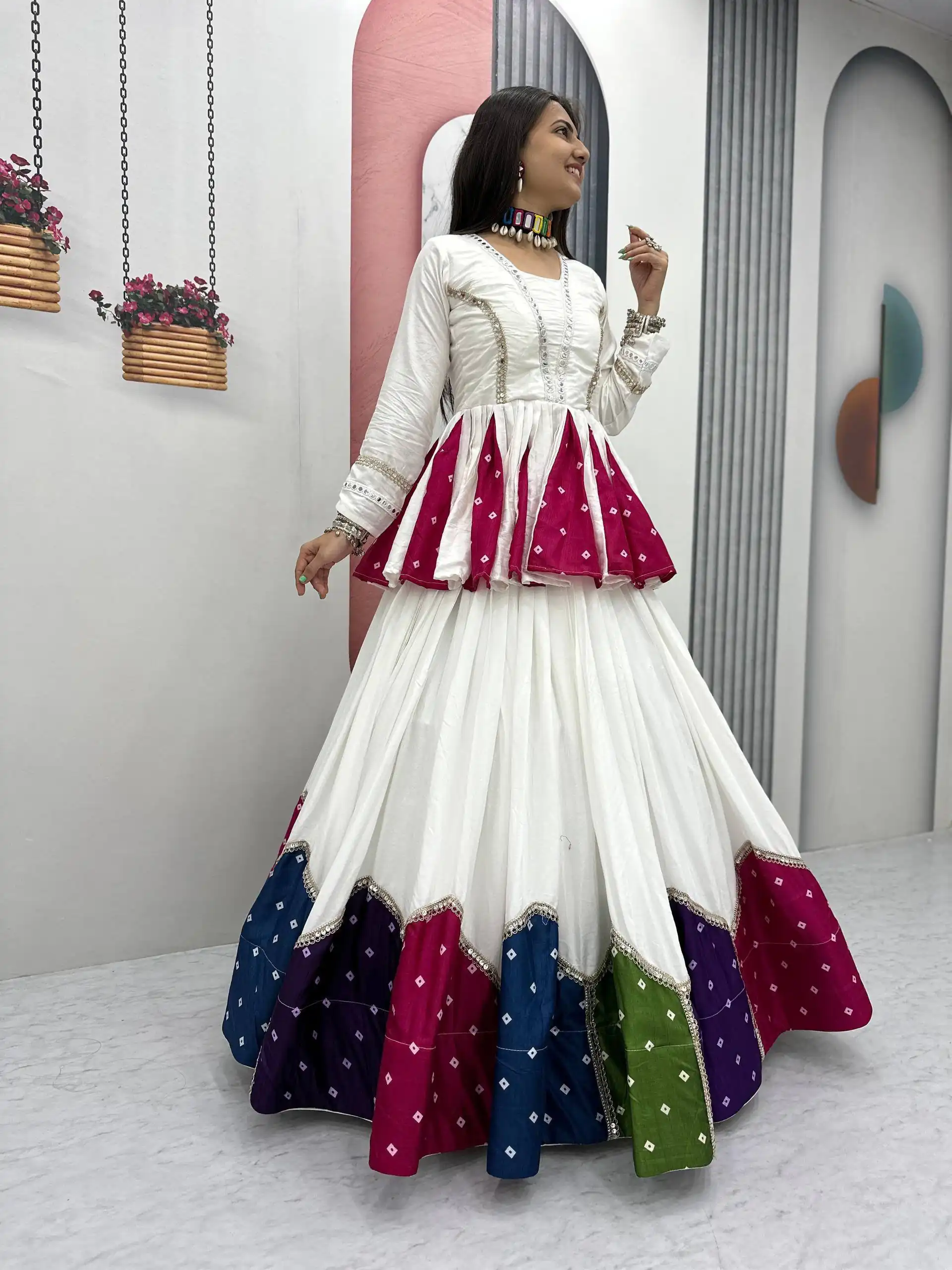 PC N54 White in Pure Cotton Mirror Work & Gamthi Work Lehenga Choli . Exclusive Offer ₹3049. Delivery 4-6 Working Days. Shop now. | Lehenga, Bollywood Lehenga, Creative Lehenga, Designer Lehenga, Embroidered Lehenga, Party Wear Lehenga