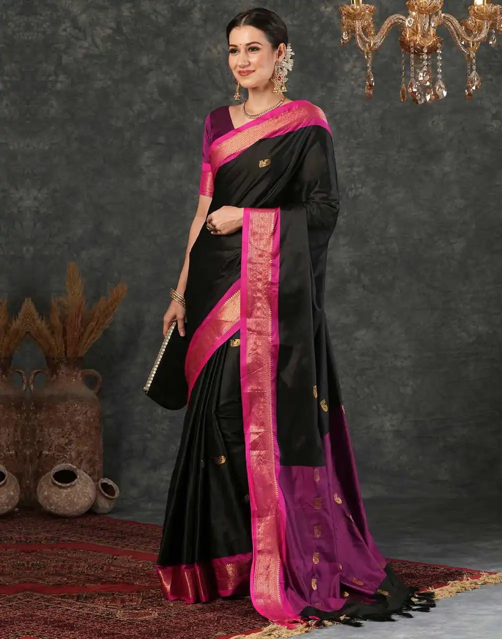 KP 7009 Black Soft Lichi Silk Saree with Lace Work & Lace Border. Introductory Price ₹1649. Delivery 4-6 Working Days. Shop now. | Sarees, Bollywood Sarees, Creative Sarees, Designer Sarees, Embroidered Sarees, Ethnic Saree, Modern Digital sarees, Party Wear Sarees