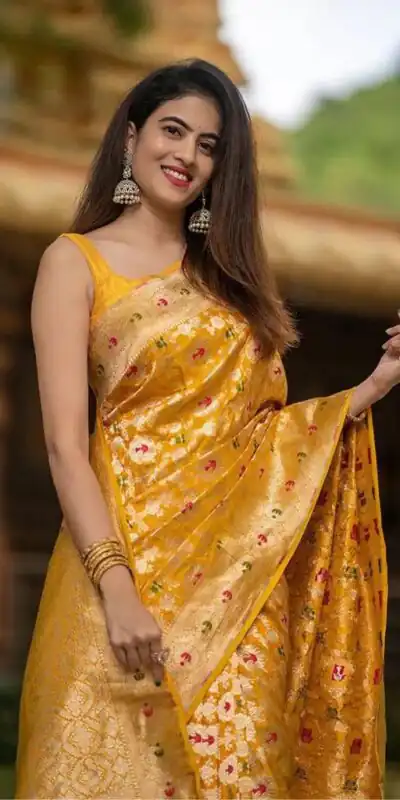 KP 6080 Yellow Soft Lichi Silk Saree with Lace Work & Lace Border. Introductory Price ₹1649. Delivery 4-6 Working Days. Shop now. | Sarees, Bollywood Sarees, Creative Sarees, Designer Sarees, Embroidered Sarees, Ethnic Saree, Modern Digital sarees, Party Wear Sarees