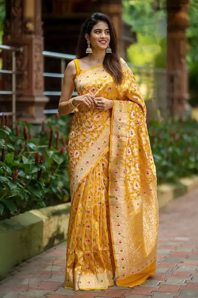 KP 6080 Yellow Soft Lichi Silk Saree with Lace Work & Lace Border. Introductory Price ₹1649. Delivery 4-6 Working Days. Shop now. | Sarees, Bollywood Sarees, Creative Sarees, Designer Sarees, Embroidered Sarees, Ethnic Saree, Modern Digital sarees, Party Wear Sarees