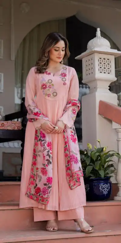 DIVA 166 Peach Mal Chanderi Salwar Suit Perfect for Wedding, Party, Baisakhi, Housewarming, Sangeet – Introductory Price ₹2249. Delivery 4-6 Working D | Jump Suits, Salwar suit, Casual Suits, Creative suits, Designer Suits, Palazzo Suits, Party Wear Suits, Patiala Suits, Straight Suits