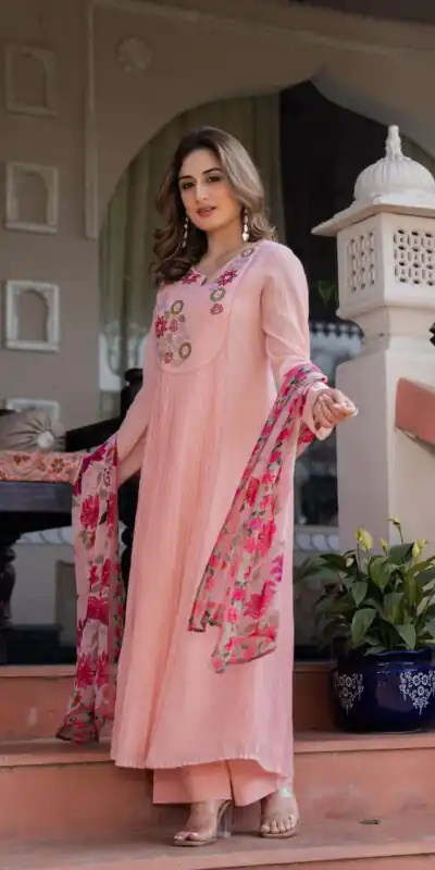 DIVA 166 Peach Mal Chanderi Salwar Suit Perfect for Wedding, Party, Baisakhi, Housewarming, Sangeet – Introductory Price ₹2249. Delivery 4-6 Working D | Jump Suits, Salwar suit, Casual Suits, Creative suits, Designer Suits, Palazzo Suits, Party Wear Suits, Patiala Suits, Straight Suits