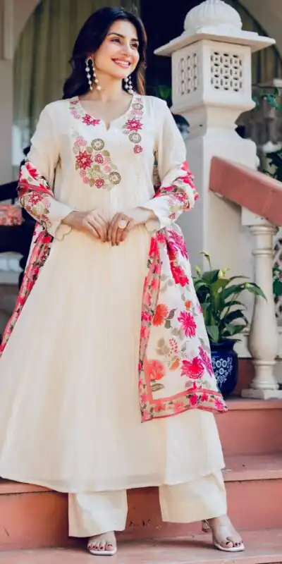 DIVA 166 White Mal Chanderi Salwar Suit Perfect for Wedding, Party, Baisakhi, Housewarming, Sangeet – Introductory Price ₹2249. Delivery 4-6 Working D | Jump Suits, Salwar suit, Casual Suits, Creative suits, Designer Suits, Palazzo Suits, Party Wear Suits, Patiala Suits, Straight Suits