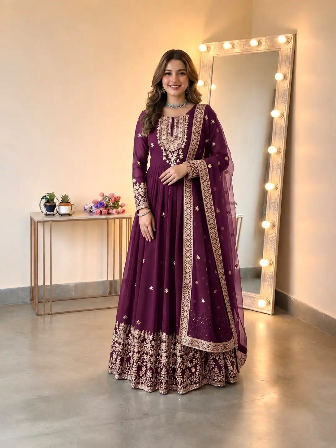 SSR 546 Wine in Georgette Embroidery Work & Sequins Work Gown . Get it for ₹2149. Delivery 4-6 Working Days. Online Shop now. | Gowns, Bollywood Gowns, Creative Gowns, Designer Gowns, Embroidered Gowns, Party Wear Gowns
