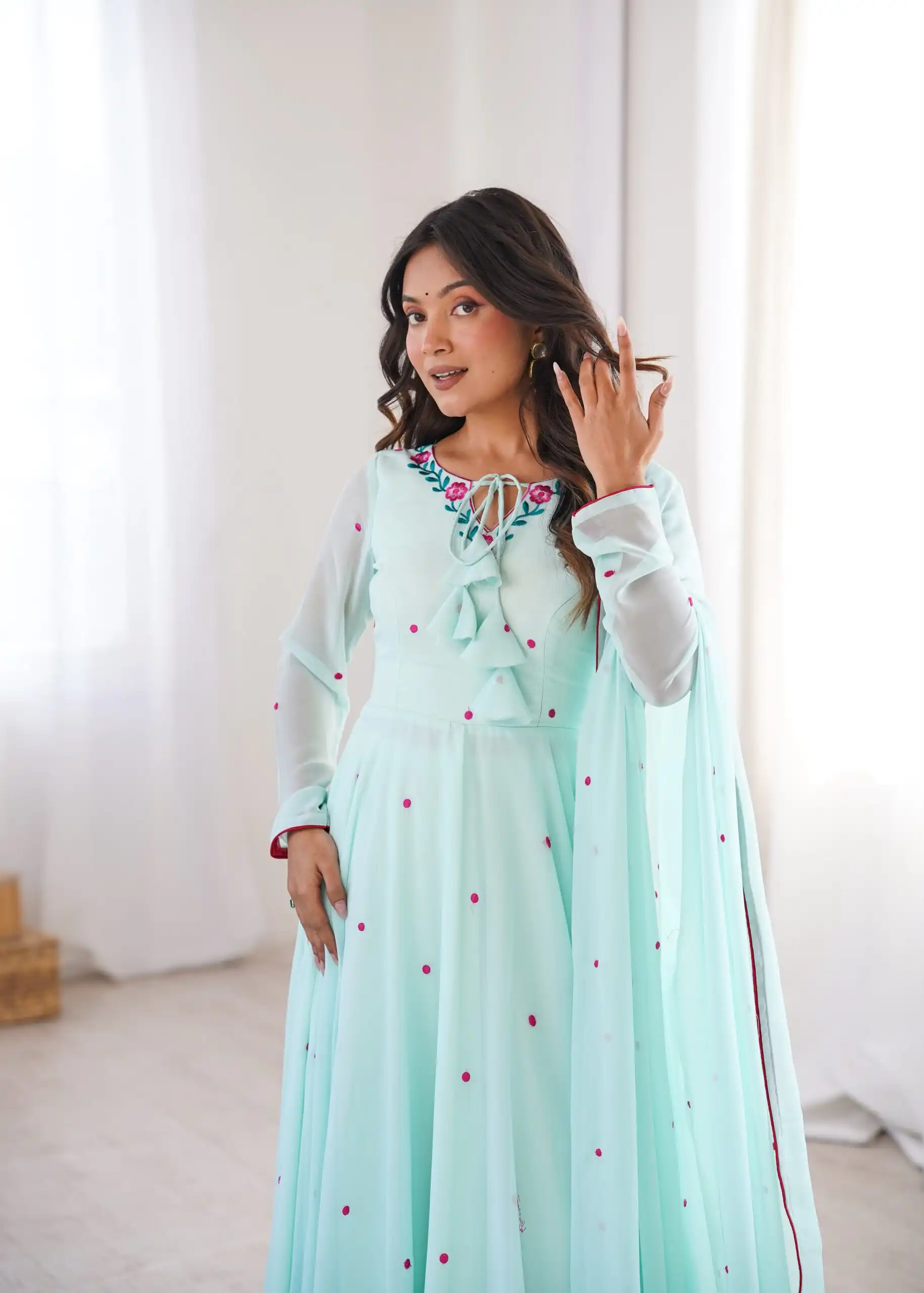 SP 82 Sky Blue in Heavy Faux Georgette Embroidery Work Salwar Suit . Introductory Price ₹1999. Delivery 4-6 Working Days. Shop now. | Anarkali Suits, Bollywood Anarkali, Creative-Anarkali, Designer Anarkali, Embroidered Anarkali, Party Wear Anarkali