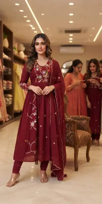 LG 2131 Maroon Mul Chanderi Salwar Suit with Embroidery Work & Sequins Work. Festive Deal ₹2199. Delivery 4-6 Working Days. Shop nowp | Jump Suits, Salwar suit, Casual Suits, Creative suits, Designer Suits, Palazzo Suits, Party Wear Suits, Patiala Suits, Straight Suits