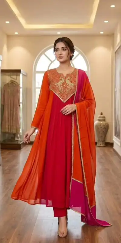 LG 2137 Red Mul Chanderi Salwar Suit with Embroidery Work & Sequins Work. Festive Deal ₹2199. Delivery 4-6 Working Days. Shop nowp | Jump Suits, Salwar suit, Casual Suits, Creative suits, Designer Suits, Palazzo Suits, Party Wear Suits, Patiala Suits, Straight Suits