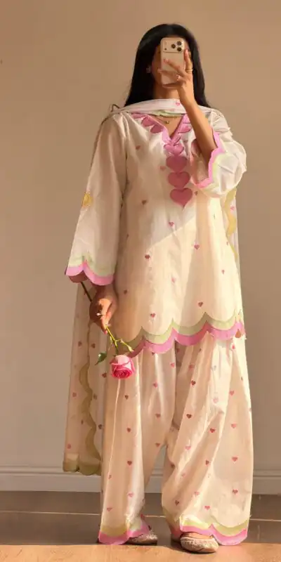 BE 490 White Mul Chanderi Salwar Suit with Embroidery Work & Sequins Work. Festive Deal ₹2399. Delivery 4-6 Working Days. Shop nowp | Jump Suits, Salwar suit, Casual Suits, Creative suits, Designer Suits, Palazzo Suits, Party Wear Suits, Patiala Suits, Straight Suits