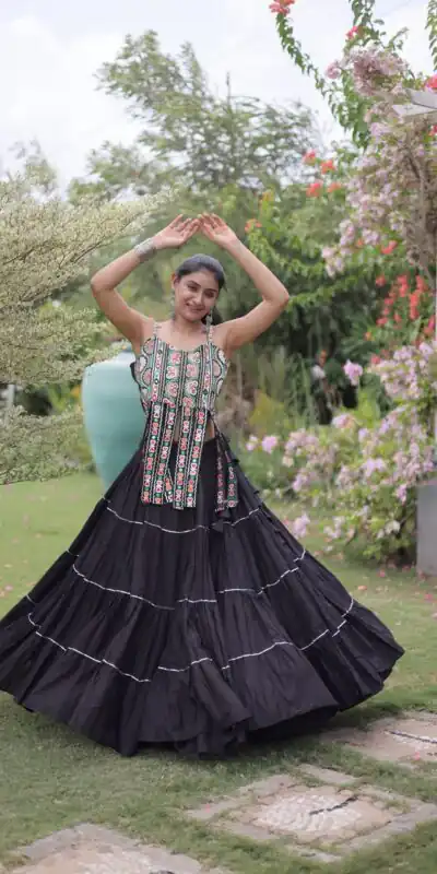 KA 5075 Black Kora Cotton Lehenga Choli erfect for Wedding, Party, Haldi, Traditional Day, Makar Sankranti – . Special Price ₹2899. Delivery 4-6 Working | Lehenga, Bollywood Lehenga, Creative Lehenga, Designer Lehenga, Embroidered Lehenga, Party Wear Lehenga