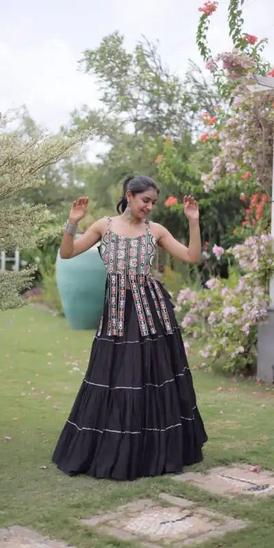 KA 5075 Black Kora Cotton Lehenga Choli erfect for Wedding, Party, Haldi, Traditional Day, Makar Sankranti – . Special Price ₹2899. Delivery 4-6 Working | Lehenga, Bollywood Lehenga, Creative Lehenga, Designer Lehenga, Embroidered Lehenga, Party Wear Lehenga
