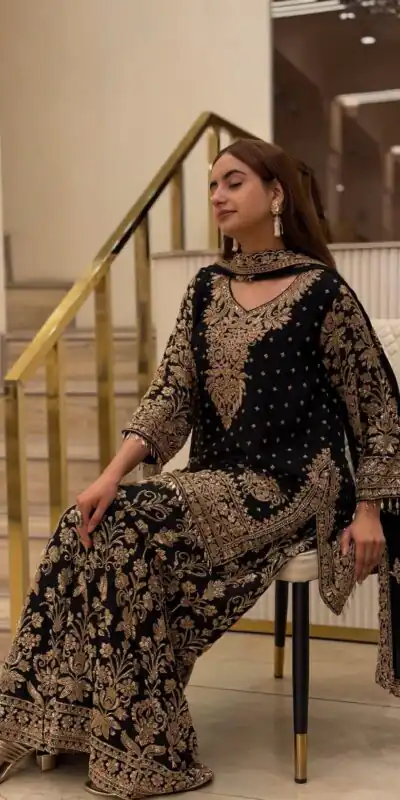 KF 1733 Black Faux Georgette Salwar Suit with Mirror Work & Embroidery Work. Get it for ₹2849. Delivery 4-6 Working Days. Shop now. | Jump Suits, Salwar suit, Casual Suits, Creative suits, Designer Suits, Palazzo Suits, Party Wear Suits, Patiala Suits, Straight Suits