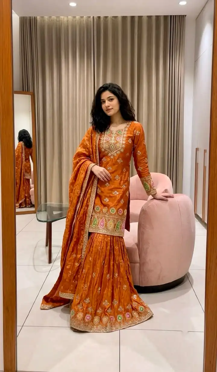 WW 1276 Rust Pure Endy Silk Salwar Suit with Embroidery Work & Sequins Work. Exclusive Offer ₹2399. Delivery 4-6 Working Days. Shop now. | Jump Suits, Salwar suit, Casual Suits, Creative suits, Designer Suits, Palazzo Suits, Party Wear Suits, Patiala Suits, Straight Suits