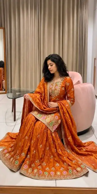 WW 1276 Rust Pure Endy Silk Salwar Suit with Embroidery Work & Sequins Work. Exclusive Offer ₹2399. Delivery 4-6 Working Days. Shop now. | Jump Suits, Salwar suit, Casual Suits, Creative suits, Designer Suits, Palazzo Suits, Party Wear Suits, Patiala Suits, Straight Suits