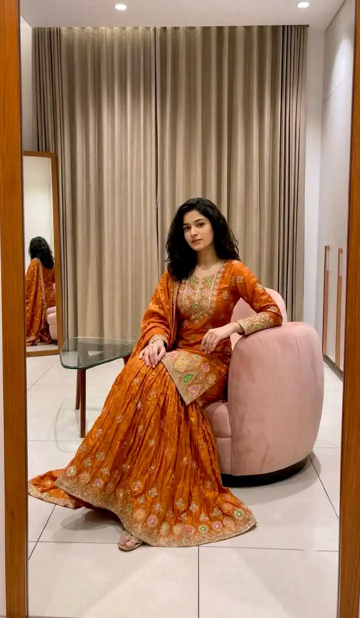 WW 1276 Rust Pure Endy Silk Salwar Suit with Embroidery Work & Sequins Work. Exclusive Offer ₹2399. Delivery 4-6 Working Days. Shop now. | Jump Suits, Salwar suit, Casual Suits, Creative suits, Designer Suits, Palazzo Suits, Party Wear Suits, Patiala Suits, Straight Suits