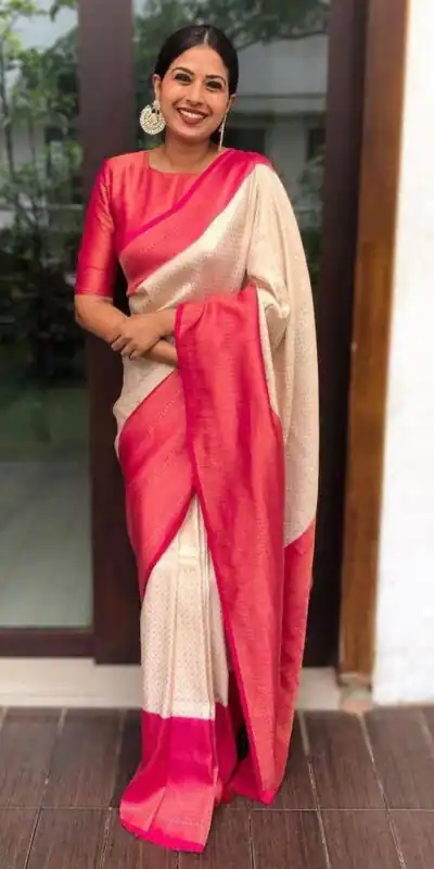 KP 4039 Off White Soft Lichi Silk Cloth Saree Perfect for Wedding, Party, Family Gatherings, Sangeet, Festive Deal ₹1599. Delivery 4-6 Working Days | Sarees, Bollywood Sarees, Creative Sarees, Designer Sarees, Embroidered Sarees, Ethnic Saree, Modern Digital sarees, Party Wear Sarees