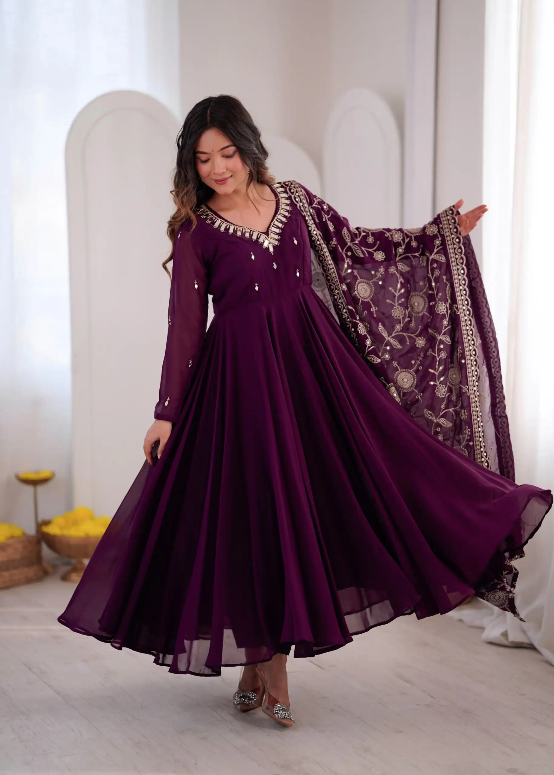 ZF 5025 Wine Faux Georgette Gown Perfect for Wedding, Party, Raksha Bandhan, Temple Visit, Onam – . Get it for ₹2149. Delivery 4-6 Working Days. Shop now | Gowns, Bollywood Gowns, Creative Gowns, Designer Gowns, Embroidered Gowns, Party Wear Gowns
