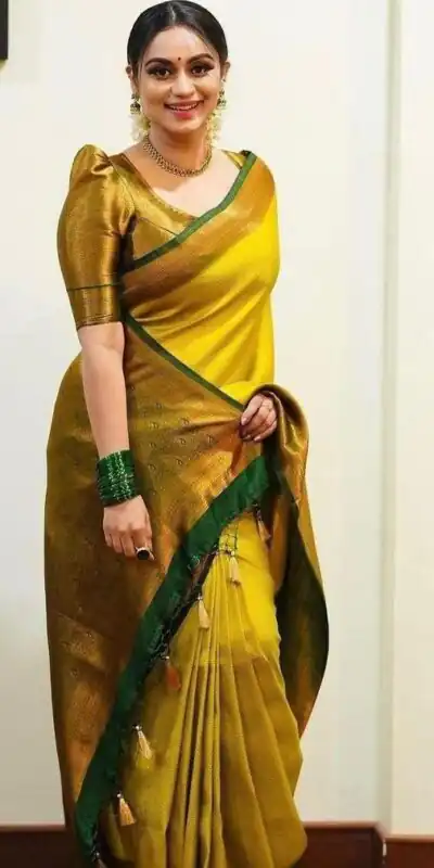KP 4039 Yellow Soft Lichi Silk Cloth Saree Perfect for Wedding, Party, Family Gatherings, Sangeet, Festive Deal ₹1599. Delivery 4-6 Working Days | Sarees, Bollywood Sarees, Creative Sarees, Designer Sarees, Embroidered Sarees, Ethnic Saree, Modern Digital sarees, Party Wear Sarees