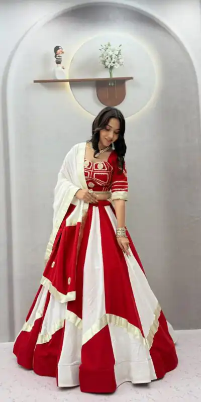 Ram 191 White Color Pure Cotton Lehenga Choli with Cowrie Work. Festive Deal ₹2849. Delivery 4-6 Working Days. Online Shop now. | Lehenga, Bollywood Lehenga, Creative Lehenga, Designer Lehenga, Embroidered Lehenga, Party Wear Lehenga