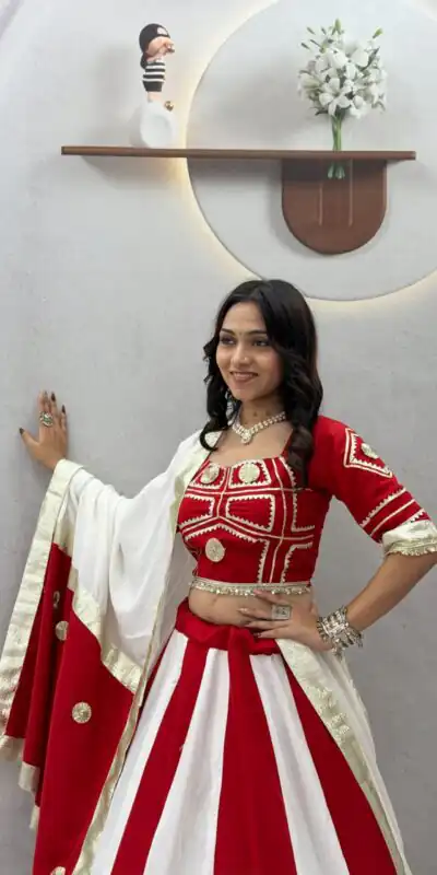 Ram 191 White Color Pure Cotton Lehenga Choli with Cowrie Work. Festive Deal ₹2849. Delivery 4-6 Working Days. Online Shop now. | Lehenga, Bollywood Lehenga, Creative Lehenga, Designer Lehenga, Embroidered Lehenga, Party Wear Lehenga