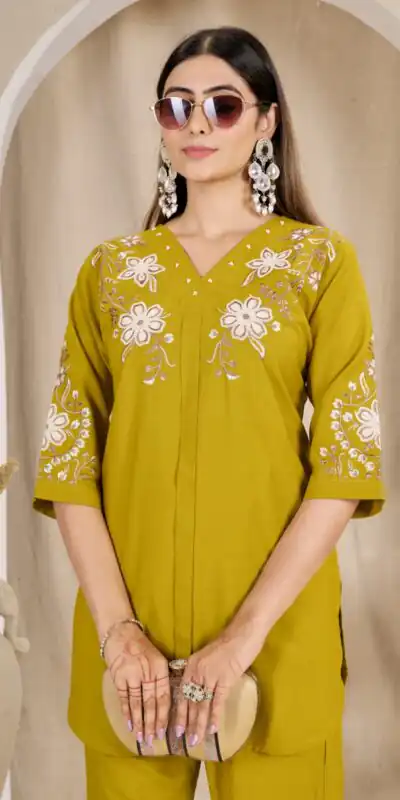 DIVA 169 Mustered Colour Rayon Cotton Kurti with Embroidery Work. Introductory Price ₹1999. Delivery 4-6 Working Days. Shop now. | Kurti, Bollywood Kurti, Creative Kurtis, Designer Kurti, Party Wear Kurti, Selfie Kurti