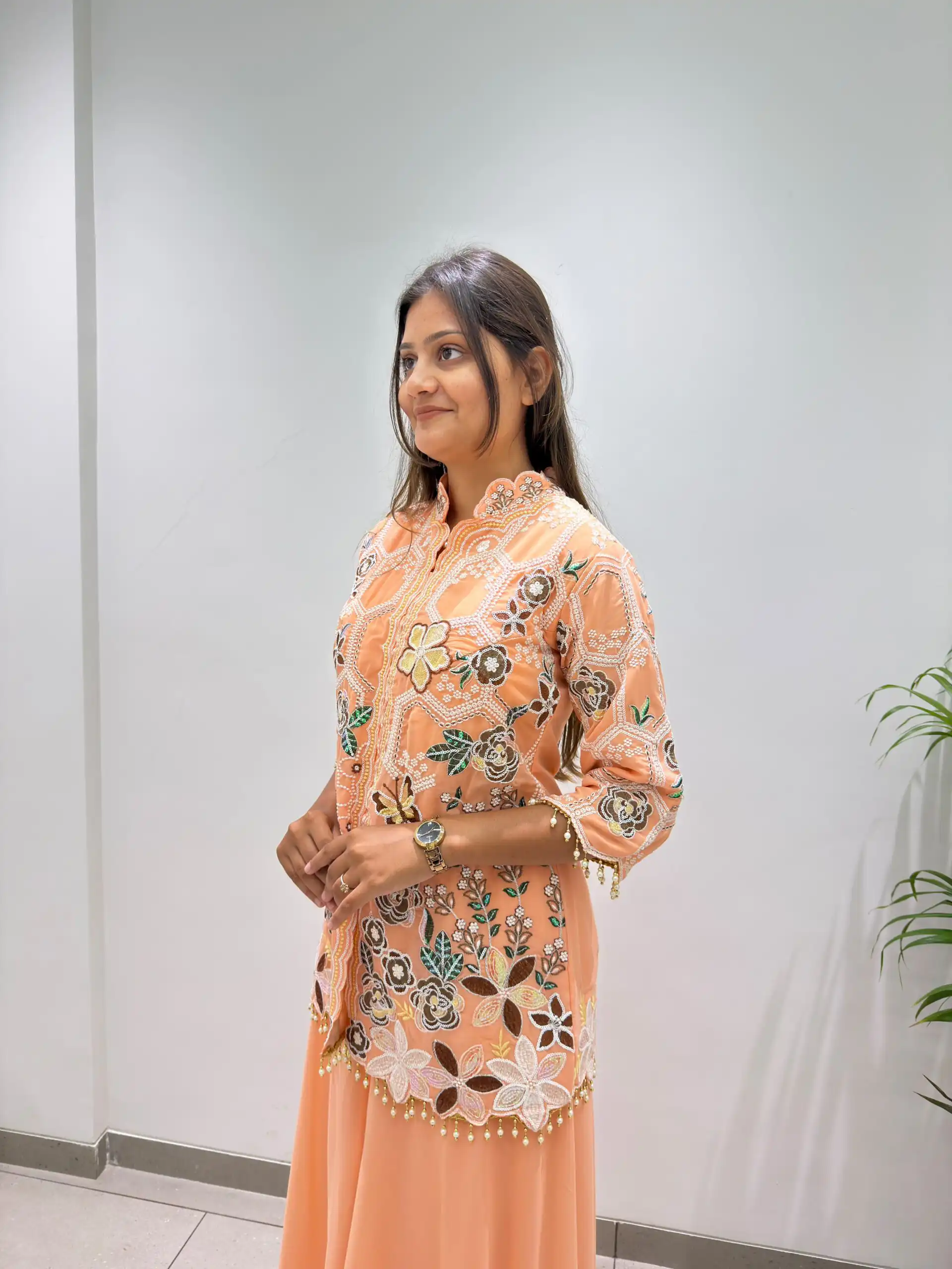 BE 492 Peach in Fox Georgette. Sequins Work & Embroidery Work Salwar Suit Special Price ₹2299. Delivery 4-6 Working Days. Shop now. | Jump Suits, Salwar suit, Casual Suits, Creative suits, Designer Suits, Palazzo Suits, Party Wear Suits, Patiala Suits, Straight Suits