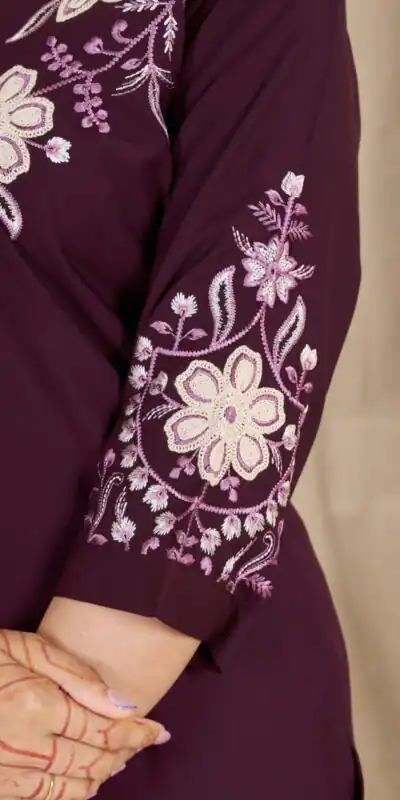 DIVA 169 Wine Colour Rayon Cotton Kurti with Embroidery Work. Introductory Price ₹1999. Delivery 4-6 Working Days. Shop now. | Kurti, Bollywood Kurti, Creative Kurtis, Designer Kurti, Party Wear Kurti, Selfie Kurti