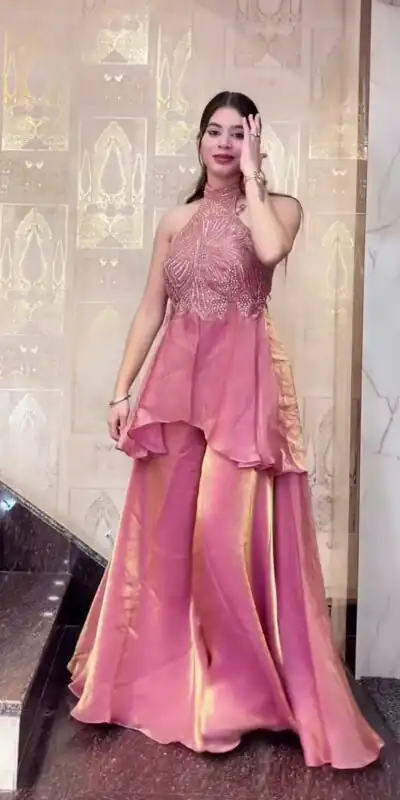 NF 1273 Peach Fendy Silk Salwar Suitwith Embroidery Work & Lace Work. Now at just ₹2449. Delivery 4-6 Working Days. Shop now. | Jump Suits, Salwar suit, Casual Suits, Creative suits, Designer Suits, Palazzo Suits, Party Wear Suits, Patiala Suits, Straight Suits