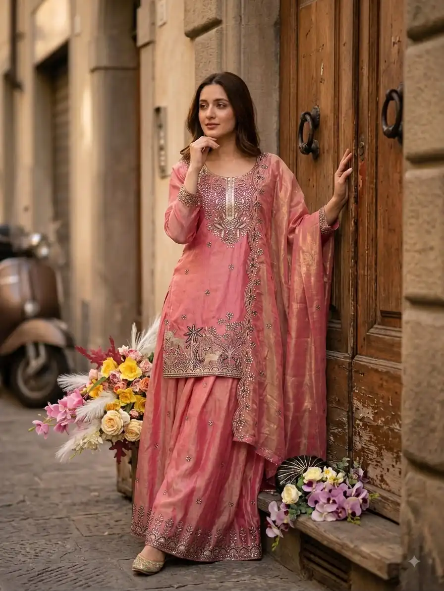 WW 1280 Peach Fendy Silk Salwar Suitwith Embroidery Work & Lace Work. Now at just ₹2449. Delivery 4-6 Working Days. Shop now. | Jump Suits, Salwar suit, Casual Suits, Creative suits, Designer Suits, Palazzo Suits, Party Wear Suits, Patiala Suits, Straight Suits