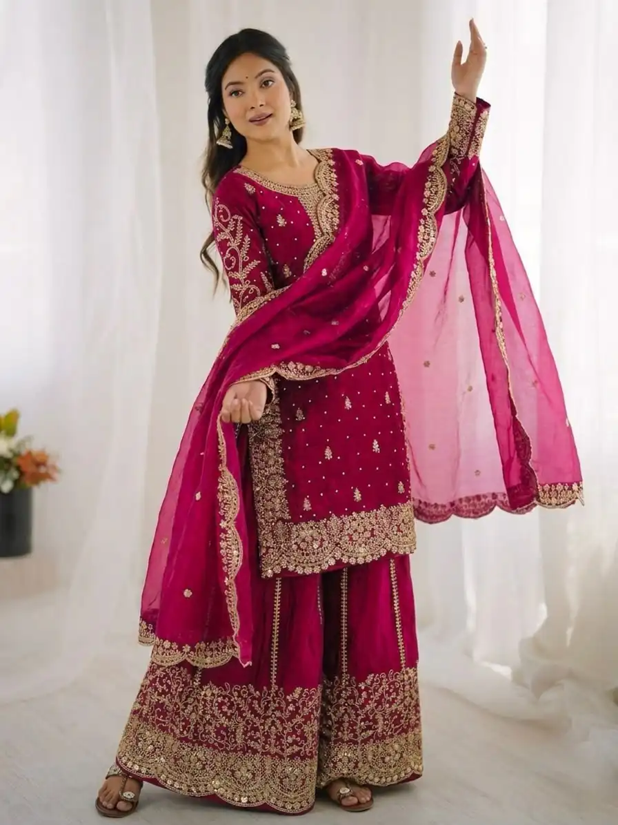 ZSR 3167 Pink Fendy Silk Salwar Suitwith Embroidery Work & Lace Work. Now at just ₹2149. Delivery 4-6 Working Days. Shop now. | Jump Suits, Salwar suit, Casual Suits, Creative suits, Designer Suits, Palazzo Suits, Party Wear Suits, Patiala Suits, Straight Suits