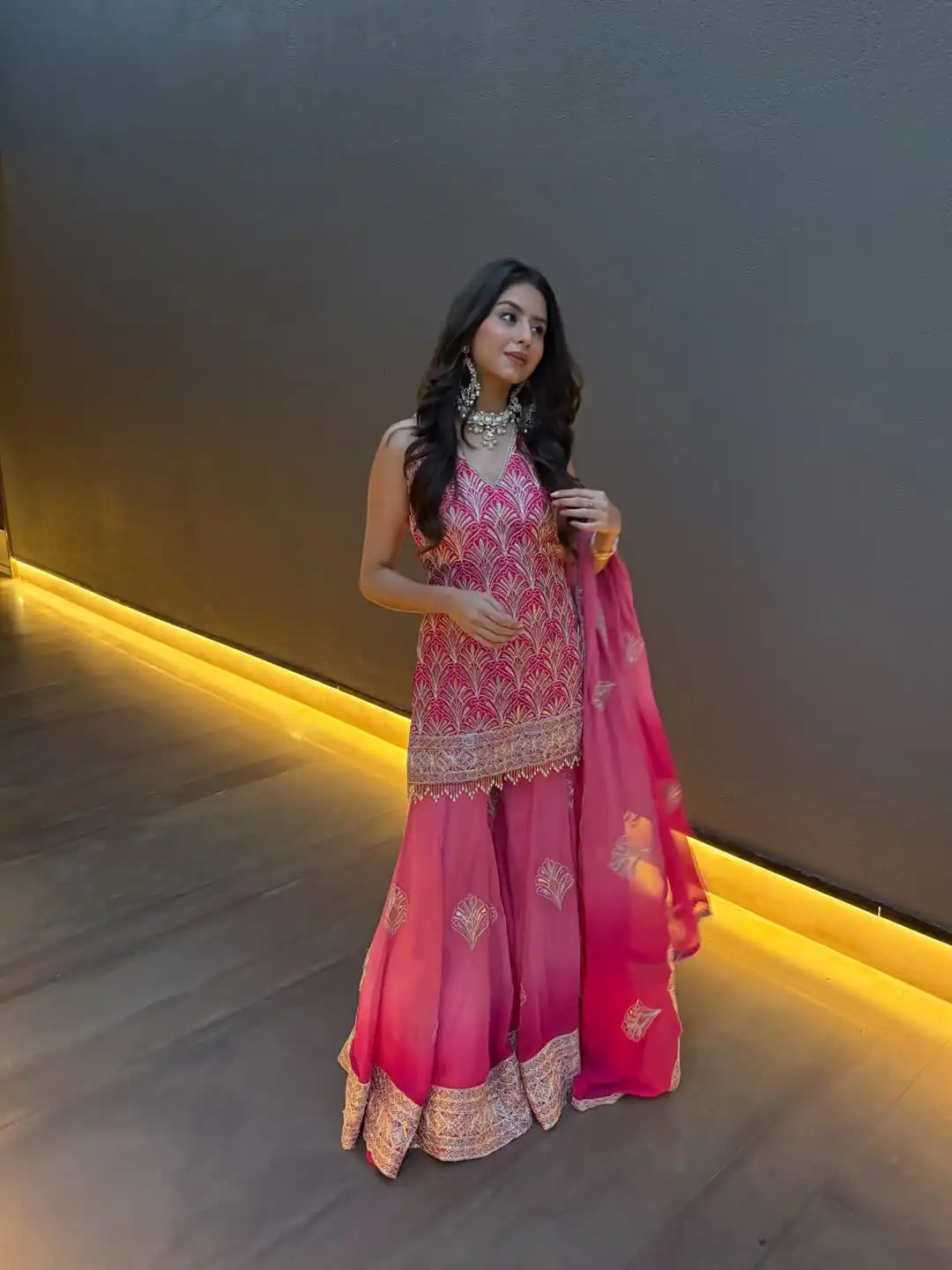 ST 1190 Pink Printed Faux Georgette Salwar Suit with Embroidery Work & Lace Work. Affordable Price ₹2349. Delivery 4-6 Working Days. Shop now. | Jump Suits, Salwar suit, Casual Suits, Creative suits, Designer Suits, Palazzo Suits, Party Wear Suits, Patiala Suits, Straight Suits