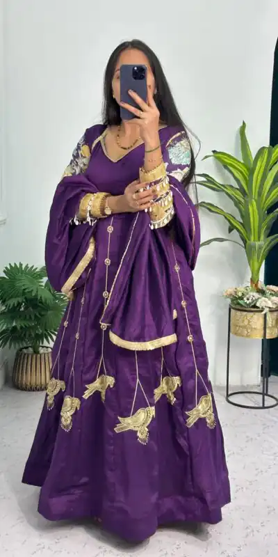 ST 1039 in Purple Blooming Vichitra Zari Work & Embroidery Work Gown . Festive Deal ₹2399. Delivery 4-6 Working Days. Shop now. | Gowns, Bollywood Gowns, Creative Gowns, Designer Gowns, Embroidered Gowns, Party Wear Gowns