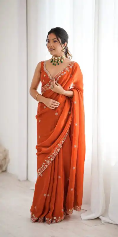 SP 61 Rust Color Fendy Silk Saree With Sequins Work. Wedding, Party, Festive, Events Get it for ₹2149. Delivery 4-6 Working Days. Online Best Shop now. | Sarees, Bollywood Sarees, Creative Sarees, Designer Sarees, Embroidered Sarees, Ethnic Saree, Modern Digital sarees, Party Wear Sarees