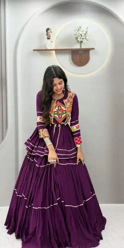 Ram 120 Wine in Pure Cotton Mirror Work & Gamthi Work Lehenga Choli . Exclusive Offer ₹3049. Delivery 4-6 Working Days. Shop now. | Lehenga, Bollywood Lehenga, Creative Lehenga, Designer Lehenga, Embroidered Lehenga, Party Wear Lehenga