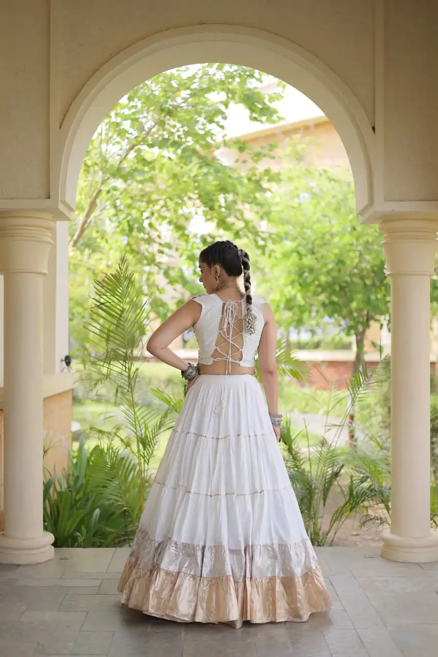 KA 5071 White Rayon Embroidery Work & Cowrie Work Lehenga Choli . Grab it for ₹2849. Delivery 4-6 Working Days. Shop now. | Lehenga, Bollywood Lehenga, Creative Lehenga, Designer Lehenga, Embroidered Lehenga, Party Wear Lehenga