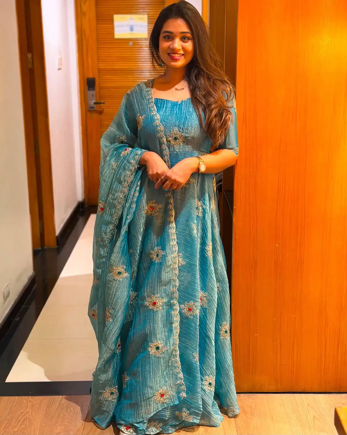Pretty Rama Salsa Silk Thread Work Gown - Image 4