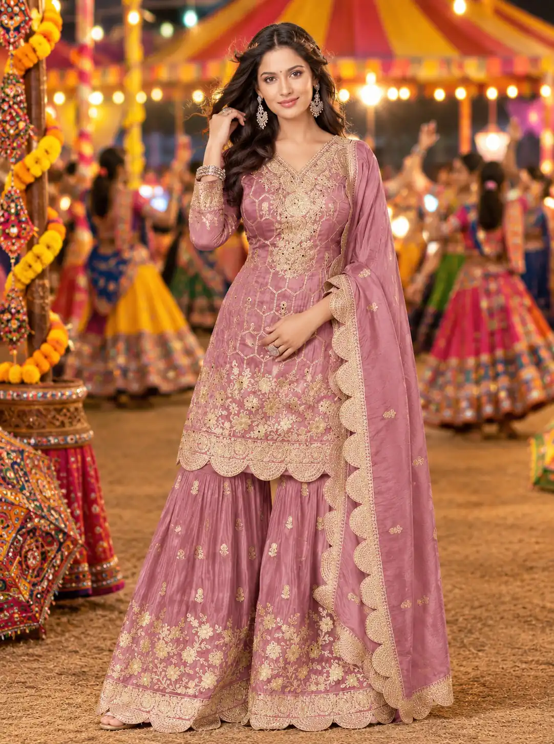 Super Pink Salsa Crash Sequins Work Salwar Suit