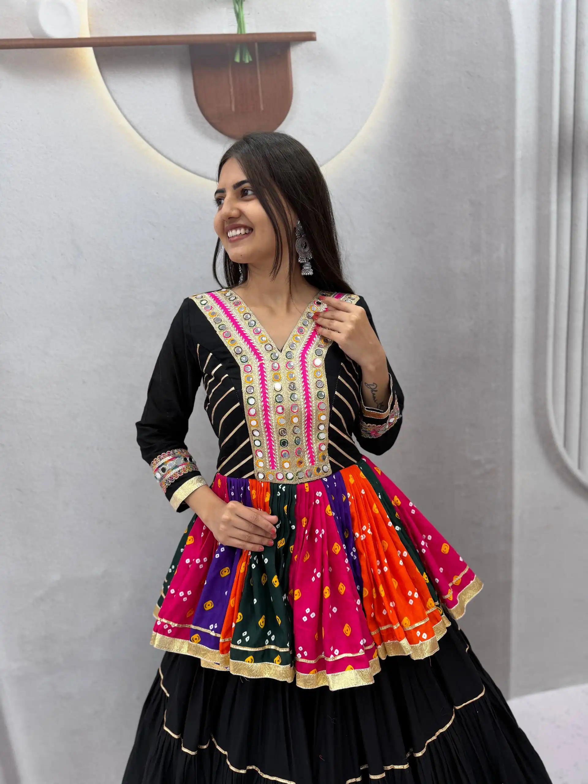 PC 600 Black in Pure Cotton Mirror Work & Gamthi Work Lehenga Choli . Exclusive Offer ₹3049. Delivery 4-6 Working Days. Shop now. | Lehenga, Bollywood Lehenga, Creative Lehenga, Designer Lehenga, Embroidered Lehenga, Party Wear Lehenga