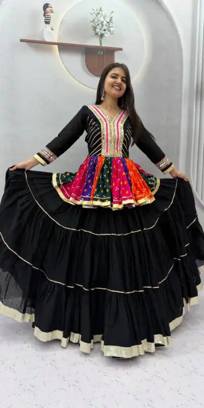 PC 600 Black in Pure Cotton Mirror Work & Gamthi Work Lehenga Choli . Exclusive Offer ₹3049. Delivery 4-6 Working Days. Shop now. | Lehenga, Bollywood Lehenga, Creative Lehenga, Designer Lehenga, Embroidered Lehenga, Party Wear Lehenga