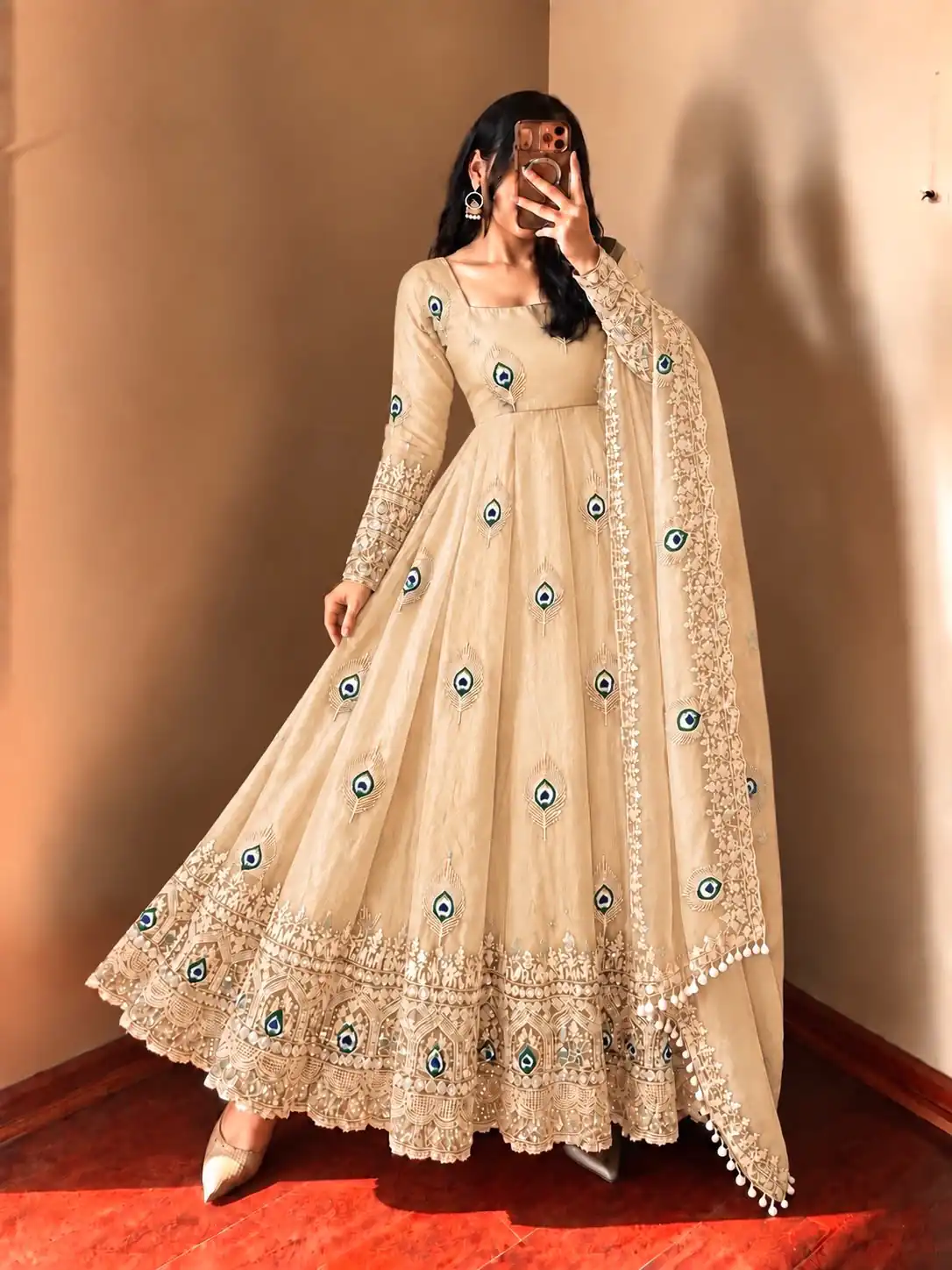 SRK 5372 Off White Fendy Silk Gown with Embroidery Work & Sequins Work. Special Price ₹2799. Delivery 4-6 Working Days. Shop now. | Gowns, Bollywood Gowns, Creative Gowns, Designer Gowns, Embroidered Gowns, Party Wear Gowns