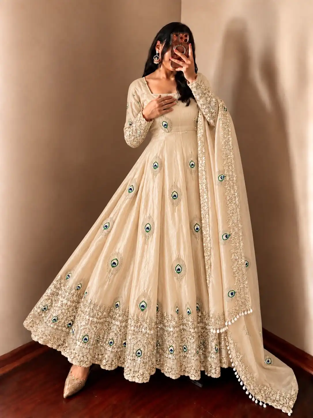 SRK 5372 Off White Fendy Silk Gown with Embroidery Work & Sequins Work. Special Price ₹2799. Delivery 4-6 Working Days. Shop now. | Gowns, Bollywood Gowns, Creative Gowns, Designer Gowns, Embroidered Gowns, Party Wear Gowns