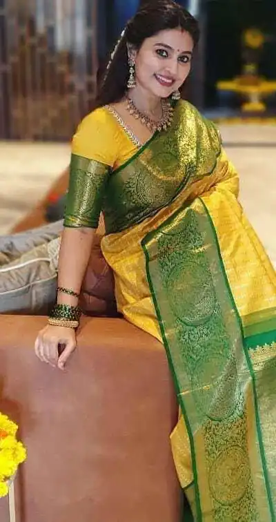 KPR 147 Yellow Soft Lichi Silk Saree with Lace Work & Lace Border. Introductory Price ₹1649. Delivery 4-6 Working Days. Shop now. | Sarees, Bollywood Sarees, Creative Sarees, Designer Sarees, Embroidered Sarees, Ethnic Saree, Modern Digital sarees, Party Wear Sarees