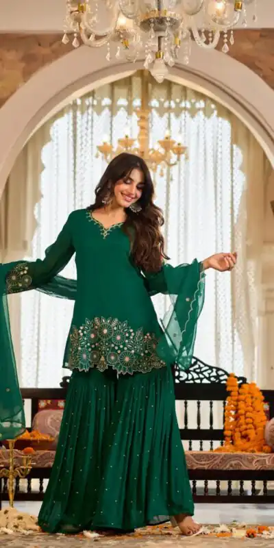 ZB 5079 Green Chinon Silk Salwar Suit with Embroidery Work & Sequins Work. Get it for ₹2199. Delivery 4-6 Working Days. Shop now. | Jump Suits, Salwar suit, Casual Suits, Creative suits, Designer Suits, Palazzo Suits, Party Wear Suits, Patiala Suits, Straight Suits