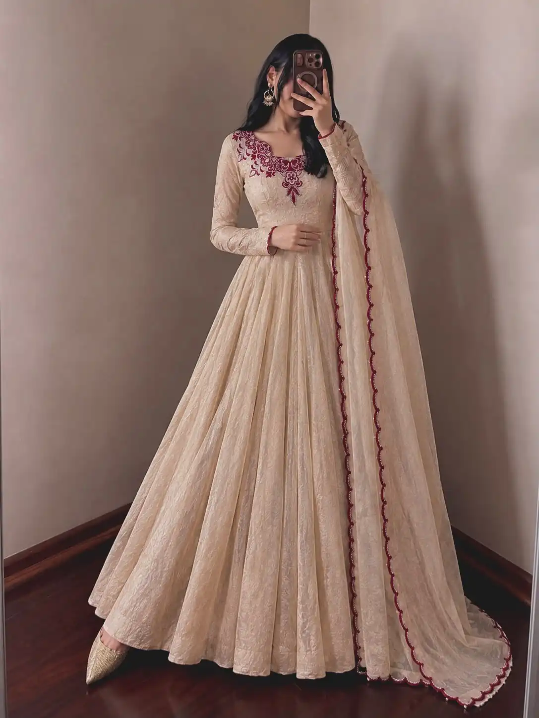 JF 058 Maroon Doremon Crush Gown with Lace Work & Mirror Work. Exclusive Offer ₹2399. Delivery 4-6 Working Days. Shop now. | Gowns, Bollywood Gowns, Creative Gowns, Designer Gowns, Embroidered Gowns, Party Wear Gowns