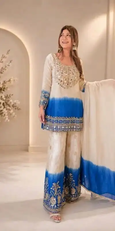 BE 491 Blue  in Star Georgette Embroidery Work Salwar Suit . Introductory Price ₹2349. Delivery 4-6 Working Days. Shop now. | Jump Suits, Salwar suit, Casual Suits, Creative suits, Designer Suits, Palazzo Suits, Party Wear Suits, Patiala Suits, Straight Suits