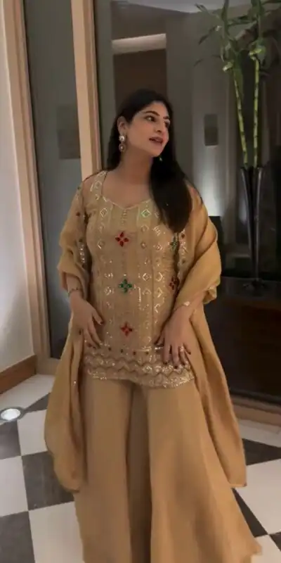 VLM 352 Chiku Color Chinon Silk Embroidery Work Salwar Suit . Get it for ₹2399. Delivery 4-6 Working Days. Online Shop now. | Jump Suits, Salwar suit, Casual Suits, Creative suits, Designer Suits, Palazzo Suits, Party Wear Suits, Patiala Suits, Straight Suits
