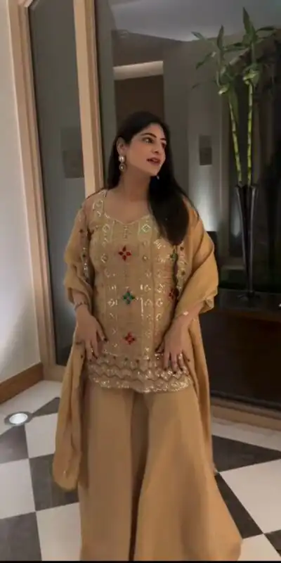 VLM 352 Chiku Color Chinon Silk Embroidery Work Salwar Suit . Get it for ₹2399. Delivery 4-6 Working Days. Online Shop now. | Jump Suits, Salwar suit, Casual Suits, Creative suits, Designer Suits, Palazzo Suits, Party Wear Suits, Patiala Suits, Straight Suits