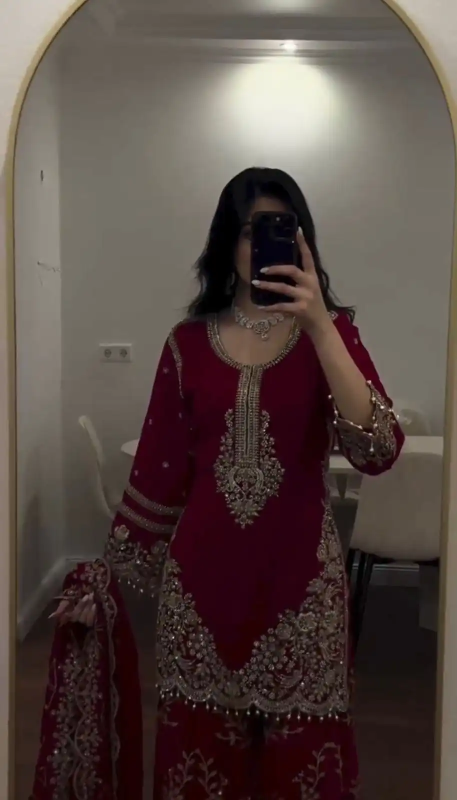 ZSR 3187 Maroon Faux Georgette Salwar Suit with Mirror Work & Embroidery Work. Get it for ₹2349. Delivery 4-6 Working Days. Shop now. | Jump Suits, Salwar suit, Casual Suits, Creative suits, Designer Suits, Palazzo Suits, Party Wear Suits, Patiala Suits, Straight Suits