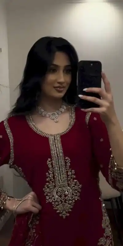 ZSR 3187 Maroon Faux Georgette Salwar Suit with Mirror Work & Embroidery Work. Get it for ₹2349. Delivery 4-6 Working Days. Shop now. | Jump Suits, Salwar suit, Casual Suits, Creative suits, Designer Suits, Palazzo Suits, Party Wear Suits, Patiala Suits, Straight Suits