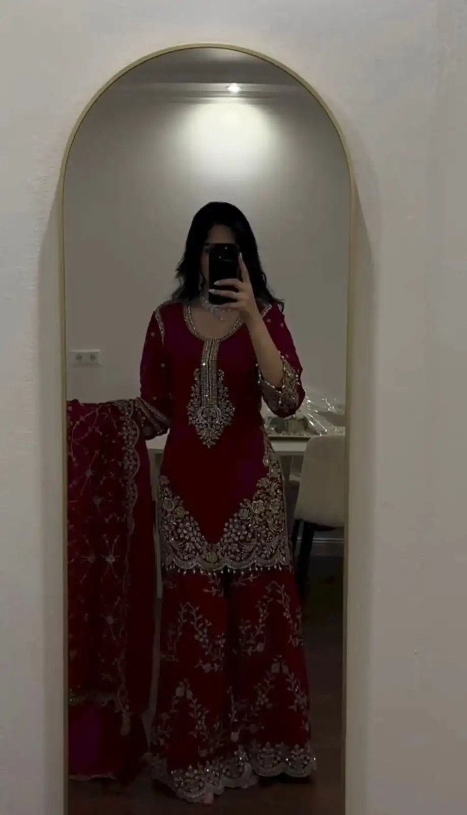 ZSR 3187 Maroon Faux Georgette Salwar Suit with Mirror Work & Embroidery Work. Get it for ₹2349. Delivery 4-6 Working Days. Shop now. | Jump Suits, Salwar suit, Casual Suits, Creative suits, Designer Suits, Palazzo Suits, Party Wear Suits, Patiala Suits, Straight Suits